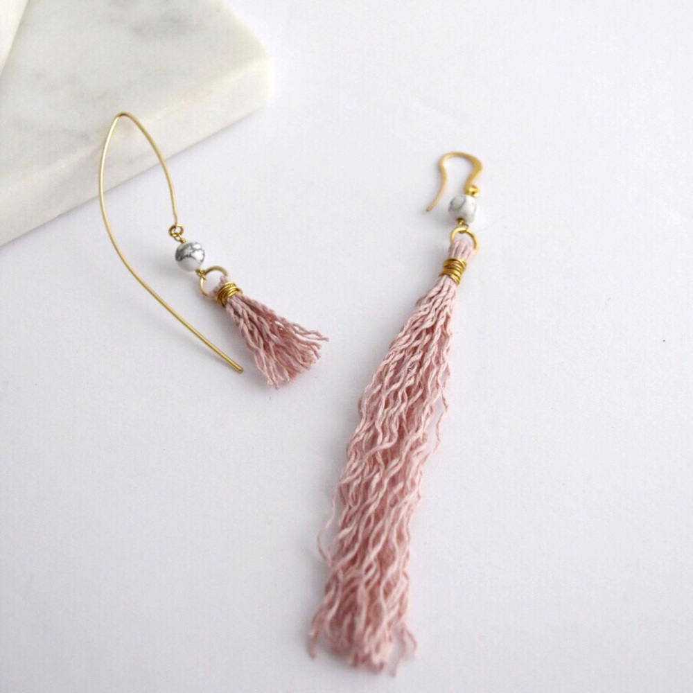Asymmetrical Boho Tassel Earrings - Hand Made